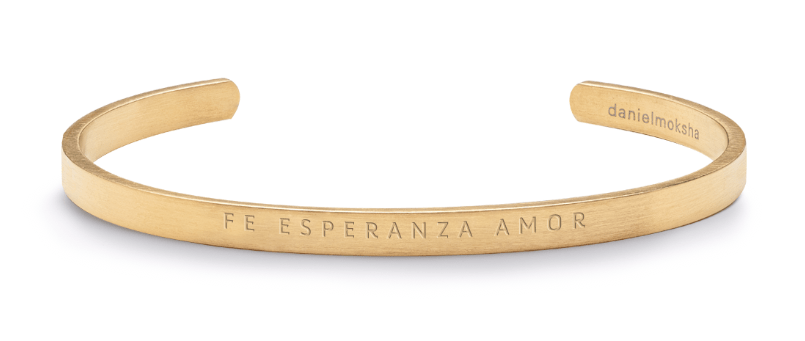 Pulsera Fe . Esperanza . Amor (Hombre sin tinta negra) Oro Daniel Moksha